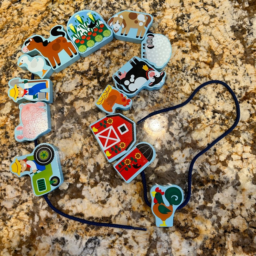 Farm Themed String Lace Bead Toddler Toy